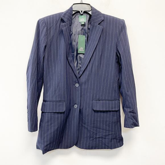 Wild Fable Women's Oversized Blazer Navy Pinstripe Size XS - Picture 2 of 6
